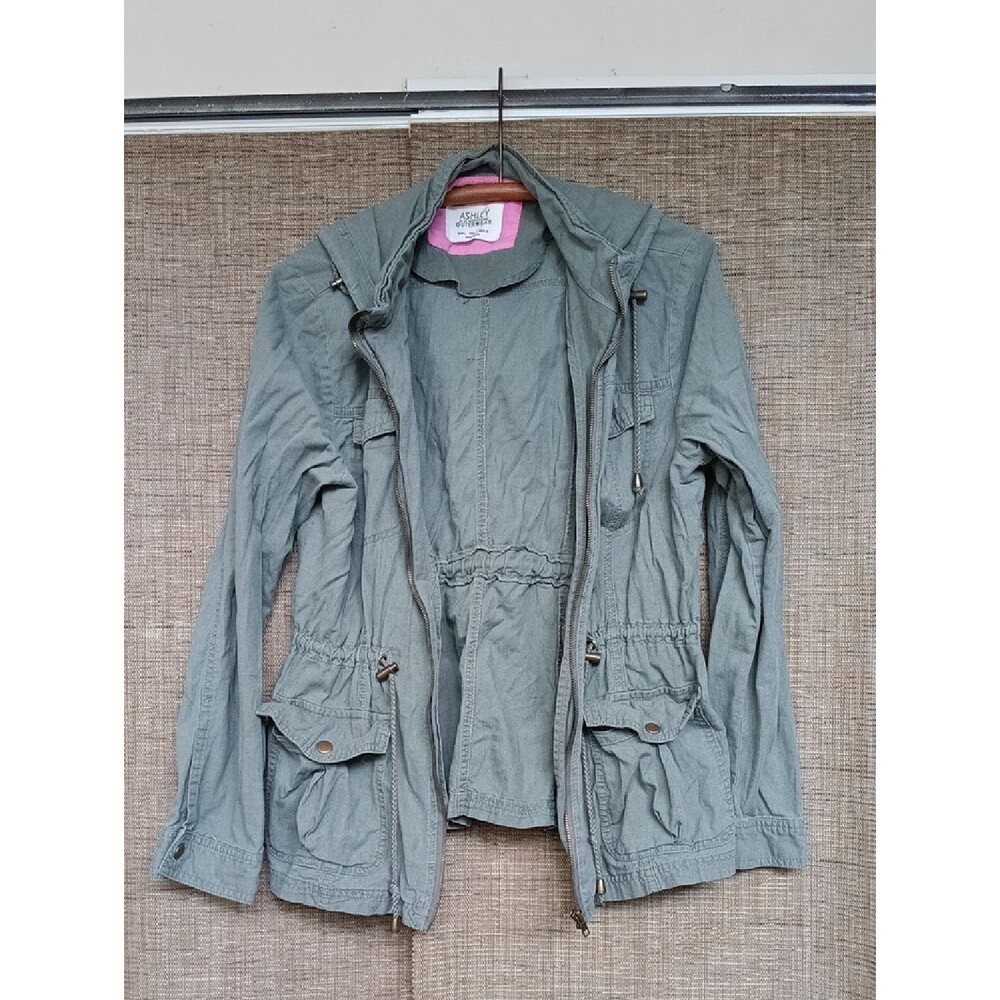 Ashley Stewart Sage Green Utility Jacket with Hood